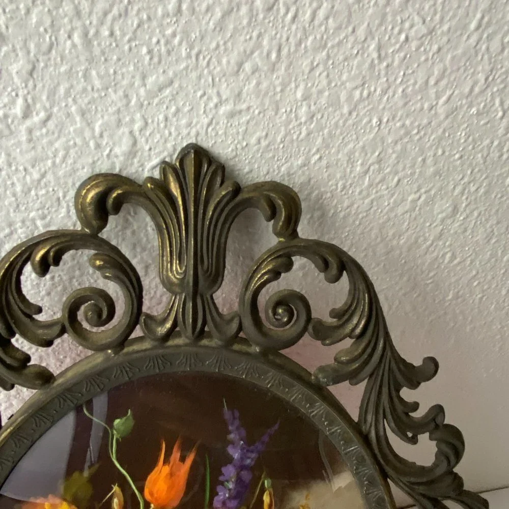 Vintage Flowers Framed Heavy Openwork Metal